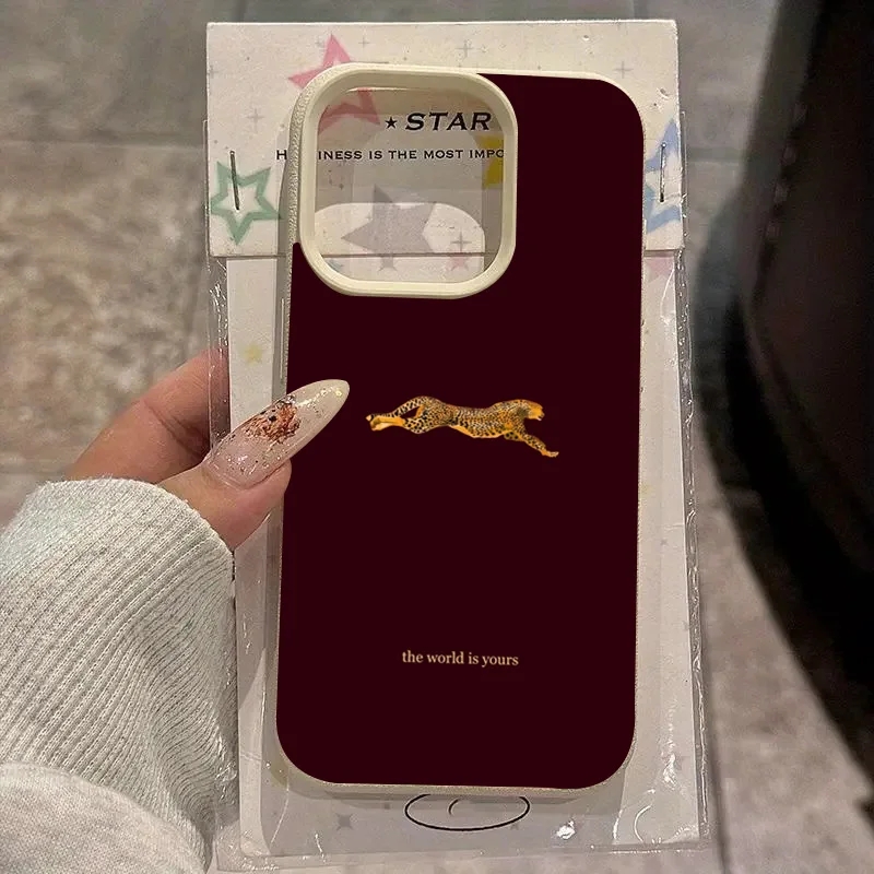 Wine & Beer Guayaquil - Moda Leopar Desenli Şarap Kırmızısı Yumuşak